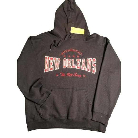 Unisex Sz L Classic Colors Embroidered Black Hoodie Authentic New Orleans - Picture 1 of 6
